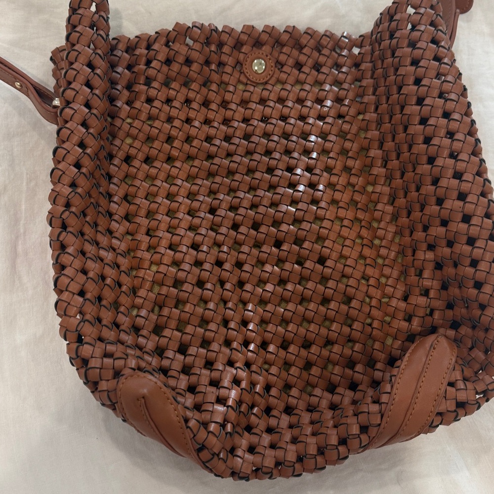 Zara Brown Woven Shoulder Bag - Picture 3 of 4